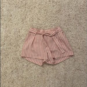 Pink and White Striped Shorts